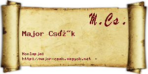 Major Csák névjegykártya